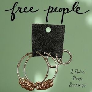 FREE PEOPLE Silver/Rose-Gold Hoop Earrings 2 PAIRS NWT